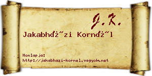 Jakabházi Kornél névjegykártya